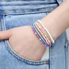 Collier Boucles d'oreilles Set 17pcs Couleurs aléatoires Mélanges Bracelets en perles élastiques Bohemian Empilable Stretch Boho Boho Beach Bracelet