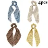 4pcs Fashion Flower Imprimer Bow Girls Elastic Hair Bands