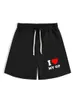 Short masculin j'aime mon gf imprimerie pour hommes à la mode à la mode à la mode sportive décontractée short en vrac adapté aux sports confortables polyvalents T240507