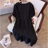 Robes de fête d'été grand 12xl 170kg robe de femme à moitié bouton de cou ouvert manche courte rose lâche blanc noir bohème gros