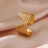 Wedding Rings Skyrim V Shape Rings for Women Stainless Steel Gold Color Wide Open Finger Ring 2024 Hiphop Party Jewelry Valentines Day Gift