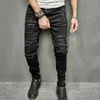 Jeans masculins hommes trous patch skinny stretch crayon jeans pantalon haut strt sleoly hiphop mâle mâle mince pantalon denim y240507