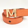 أحزمة مصممة واسعة 4.0 سم للرجال الحزام ceinture حزام جلدي ملون مغطاة بشعار العلامة التجارية طباعة الجسم الكلاسيكية M buckle summer