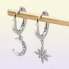 Star Moon Asymmetrical 925 Sterling Silver Cubic Zirconia Hoop örhängen för kvinnor Fashion CZ Circle Ear Ring Earings Jewelry4345762238498