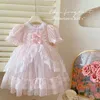 Girl's Dresses Girls 2024 Summer New Lolita Dress Performance Dress Western Sweet and Cute Fashion Womens Princess DressL2405