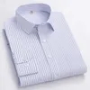 GXE8 Men's Dress Shirts Mens Formal Shirt Long Sle S~8XL Oversized Office Solid Color Striped Anti-wrinkle Non-ing Fashion Business White Shirts d240507