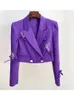 Frauenanzüge High Street 2024 Klassischer Designer Blazer Diamond Button Perlen Bogen kurz