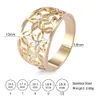 Wedding Rings Skyrim Elegant Clear Zircon Flower of Life Finger Rings Women Girl Stainless Steel Golden Casual Ring Anniversary Gift for Lover