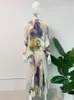 Robes de travail Design d'origine Miyake Primped Print Set Slim Fit High Necy Long Manche T-shirt Polds Jupe 2 Piece pour les femmes 2024