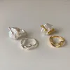 Cluster Rings Ins Romantic Two Hands Hug Ring Creative Exquisite Square Real Pearl Hand For Women Girls Fashion Jewelry
