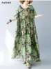 Parti Elbiseleri Pamuk Vintage Sıradan Gevşek Yeşil Kadınlar için 2024 Yaz Tatil Boho Elbise Femme Robe Vestidos Zarif Uzun Giyim
