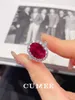 Anelli di cluster Cumee Cucled Classic Atmosfera Set Oval Ring Anello Ruby sintetico coltivato.925 oro placcato in argento