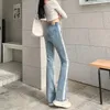 Jeans pour femmes femmes super hauts flare décontractée vintage skinny pantalon denim coréen pantalon streetwear slim pant s256