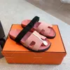 Sandaler designer tofflor tjocka sulade glider kvinnor sandaler mens tofflor sommar casual strand par glider äkta läder toppkvalitet med låda eu35-46
