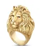 Marka Juerain Splated Gold Lion Head Men Ring of Forest Punk Animal Male039s Modna moda i styl rocka Pierścień prezentowy 26156084399