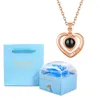 Подвесные ожерелья 100 языков я люблю тебя проекционное ожерелье с красочной розовой подарочной коробкой модные украшения для женщин 2024 в романтике