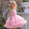 洗礼服2023ピンクのふわふわしたケーキパーティードレスベビーガールに適し