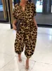 Tute da donna Rompers Summer Fashion V-Neck Buttho-Up turista Shor Shor Sle Shee SUD SUDIUTS Women Women Elegant Leopard Print Pocket Rompers D240507