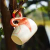 Mokken 400 ml 3d stereo flamingo koffie mok schattig dier keramische cartoon paar melkbeker creatief met handvat grappig