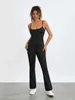 Combinaisons pour femmes Rompères Femmes décontractées sans coulé longue combinaison ajustée Solide noire sans arrière sans dos classiques décontractés Camisole Club BodySuit Streetwear D240507