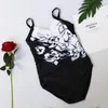 Dames badkleding uit één stuk zwempak vrouwen casual mode zwart en wit printen vet strandkleding vakantie 5xl maat bikinis set 2024