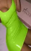 Sexy Pink PU Leather Bodycon Dress Summer Women Sleeveless Low Cut Back Zipper Elastic Mini Party Club Dresses Vestido6762355