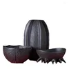 Vases moderne noir givré en céramique vase en nid d'abeille texture irrégulière étude de salon décoration de salon à la maison
