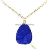 Colliers pendants Géométrie Collier Collier Irregar Resin Stone Druzy Gold Plated Link Chain pour les femmes élégantes Girls Fashion Design Jew Dhgu7