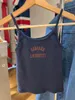 Frauen Tanks süße Frauen Blau Tanktop 2024 Sommer Mode Halfer runden Halsbrief Print Navy Ladies Vintage Crop