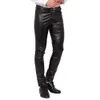 Pantalon en cuir pour hommes Skinny Fit Elastic Pu Leather Bikers Pantalons Nightclub Party Dance Pantalon Thin 240424