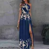 Sukienki na co dzień projektantka 2024 NOWA Kobiet nosza klejnotna sukienka, elegancka bez rękawów seksowna rozdzielona sukienki z wysokim talią sukienki o rozmiarach