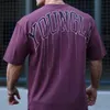 T-shirt maschile di Youngla Maglietta in cotone in cotone a manica corta palestra Sports Fitness T-shirt 240 tessuto