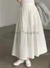 Юбки корейские шикарные повседневные твердые женщины Франция Элегантная тонкая плиссированная юбка Женская мода высокая талия свободная длинная одежда