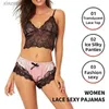 Pyjamas sexy dentelle en dentelle sexy pyjamas noire rose l xl xxl v-colme basse coupe basse coupe et short de glace wx