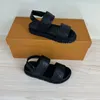 Kids Leather Sandals Kid Brand Designer Black White Devil Sticker Autocar