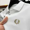 Polos masculine Summer 2024 Achat de mode de mode Broidered Mens Loisure Polo High End Quality 100% Pure Cotton Shirts à manches courtes Q240508
