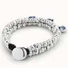 Länkarmband högt värde underbara vackra blå kristall dubbelskikt runda pärlarmband för kvinnors smycken
