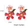 Boucles d'oreilles en peluche Juran Juran Colorful Flower Stum Metal Alloy Drop Emate Email Bijoux pour les femmes Girls 2024 Tendance