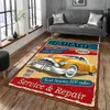 Carpet Vintage Classic Motorcycle Garage 3D Carpet Imprimé salon rétro Race Race grand tapis Home Decor Chadow Amorder Floor Mat J240507