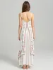 Casual jurken Khalee Yose Boho Floral Embroidery Maxi Dress Cotton Wit Mouwloze roeping Hippie Vintage Chic Beach Ladies