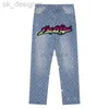 Designer Męskie dżinsy damskie gradient graffiti drukowane dżinsy z nadrukowane patchwork Flear dżinsy haftowane szczupłe dżinsy High Street