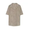 Chemises décontractées pour hommes Summer Corée Collier cubain lâche rayé pour hommes à manches courtes à manches haut de gamme