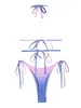 Dames badkleding zaalful tie dye halter sexy string bikini set driehoek Braziliaans zwempak aan de zijkant strandkleding badkleding suit