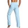 Pantalon masculin pour hommes pantalons décontractés d'été solide pantalon droit doux pleine longueur pour usure quotidienne pantalon à cordon de poche de taille moyenne streetwear j240507