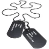 Cadeias Men Chain Chain 68cm Plalets Army Dog Tag Style League Black Jewelry Pingente Colar (com bolsa de presente)