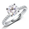 Luxury Moissanite Ring Smycken 925 Sterling Silver Pass Test 1.5ct D Färg Rund Moissanite Diamond Ring för flickor Kvinnor Trevlig gåva Storlek 5-11
