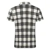 Polos Polos White Black Plaid koszulki polo Retro Lines Drukuj swobodny koszula Summer Streetwear Męs