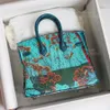 Bolso de bolso de diseño clásico de lujo de 12a Mirror de lujo de Luxury, todo el bolso de cuero hecho a mano Bolsa de cocodrilo de cuero genuino 25cm Bolsa de diseño creativo azul marino