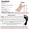 Gladiateur en cuir breveté Golden Sexy Hollow Out Sandals Party Chaussures 2023 Fashion Night Club High Heel Strap Womens 35-40