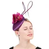 Purple Party occasione copricapo cappello da spino di nozze di raso da donna elegante da donna da donna con accessori per clip per capelli